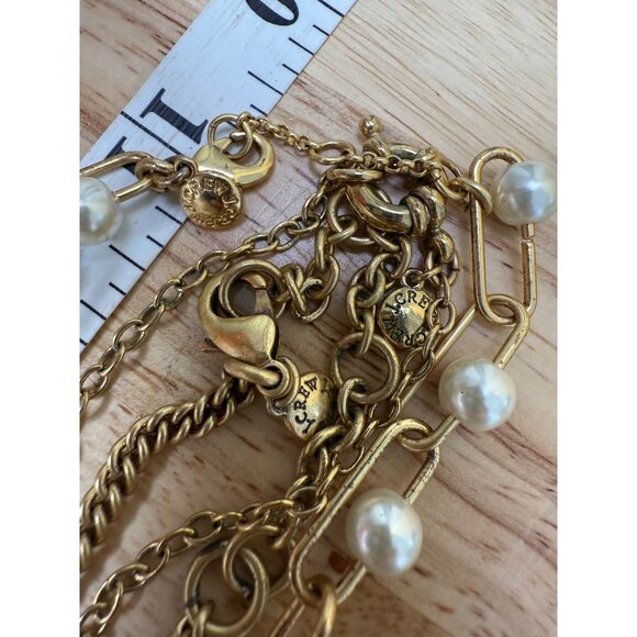J.Crew Gold-Tone & Pearl Necklace Set W/ Rhinestones Multi-Strand Design  - 3 - Picture 9 of 10